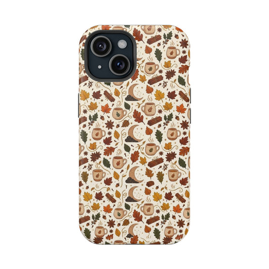 Autumn Woodland Phone Case — Fall Leaves & Fox Pattern Impact-Resistant Case