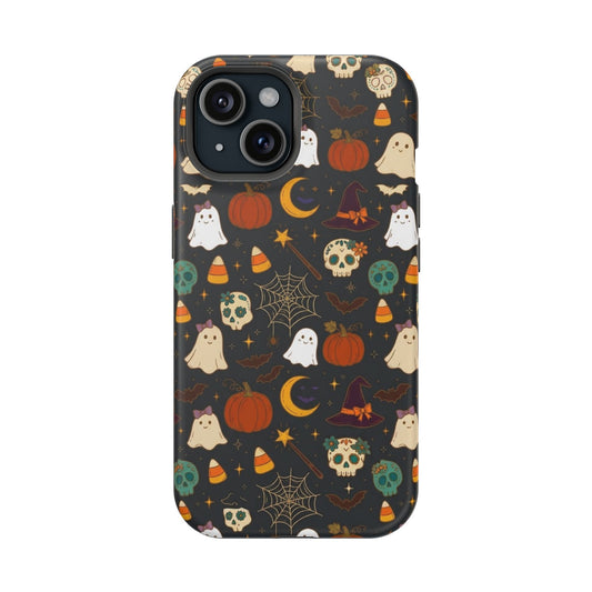 Ghosts, Pumpkins & Skulls Pattern - Impact Resistant Phone Case