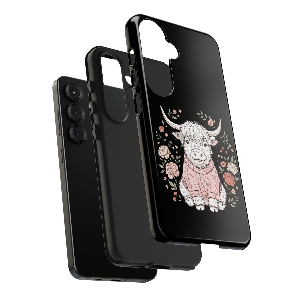 Highland Cow Floral Tough Phone Case