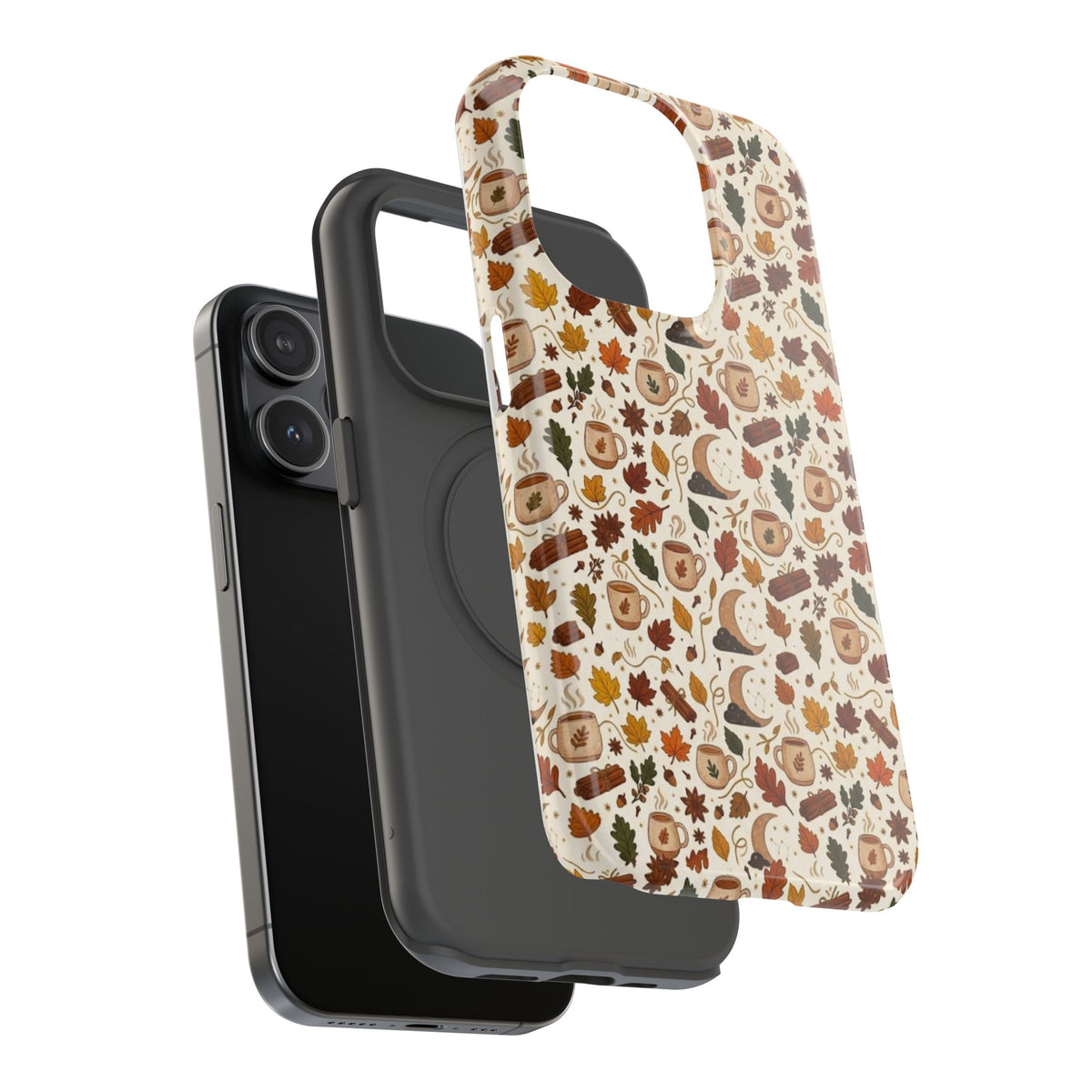 Autumn Woodland Phone Case — Fall Leaves & Fox Pattern Impact-Resistant Case