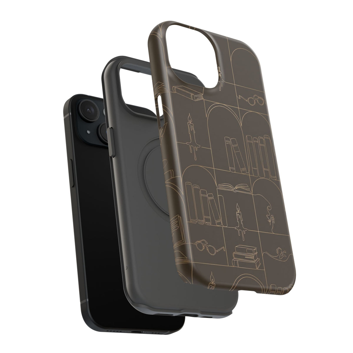 Vintage Library Books & Candle Pattern - Impact-Resistant Phone Case