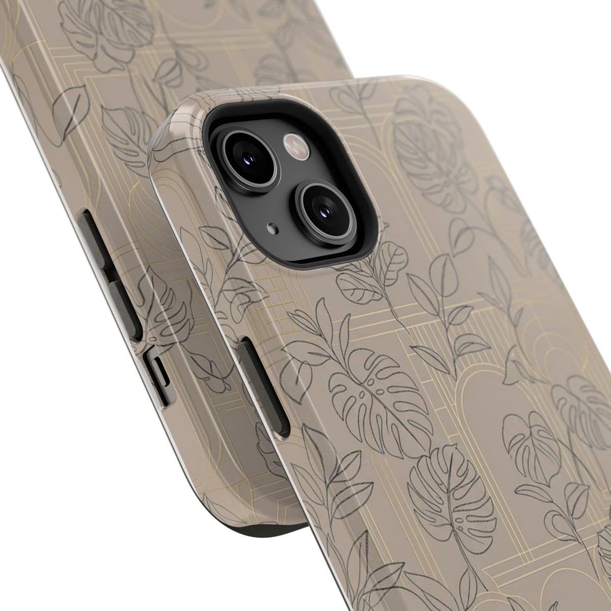 Neutral Leaf Pattern - Impact Resistant Phone Case