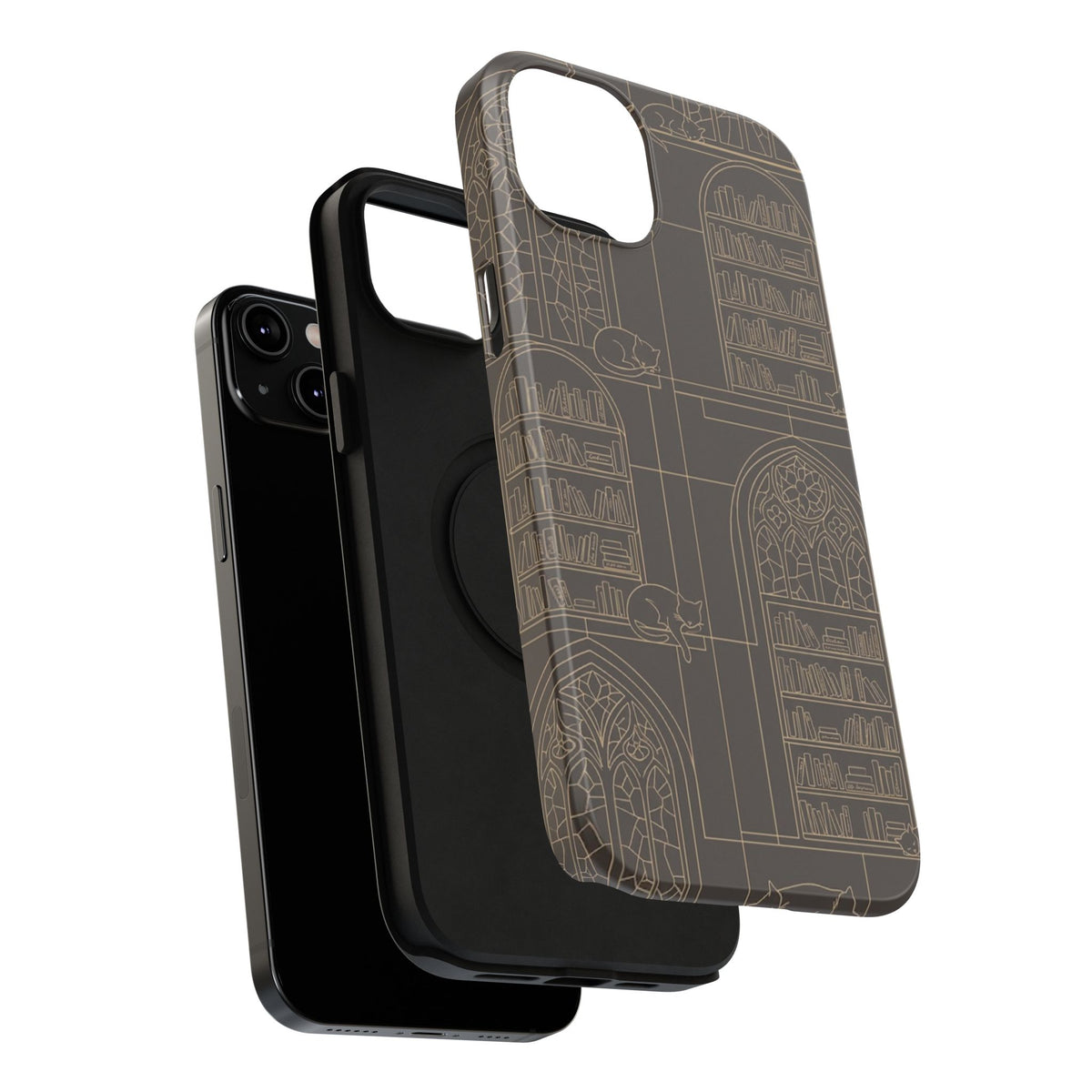 Cat Library Bookshelf Phone Case