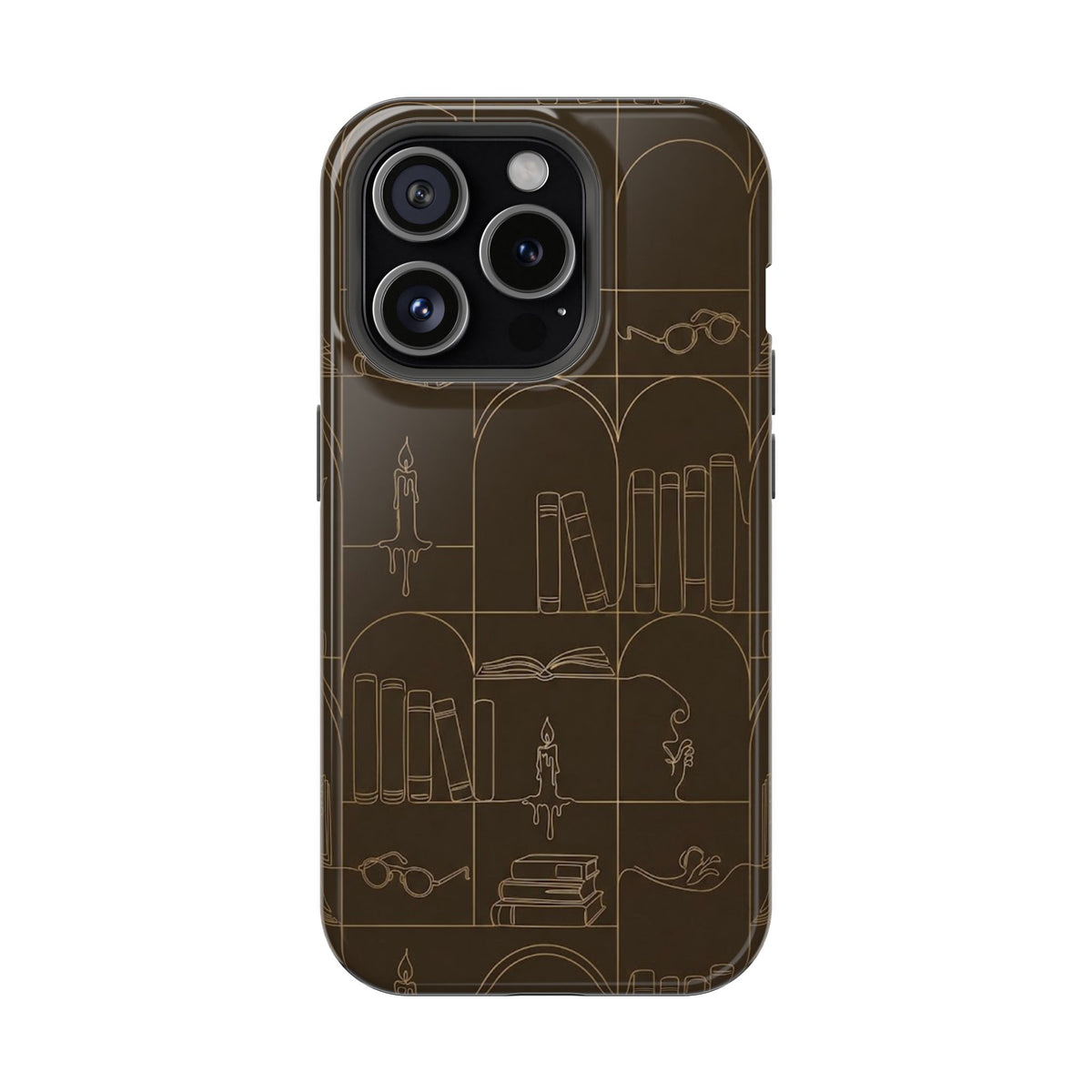 Vintage Library Books & Candle Pattern - Impact-Resistant Phone Case