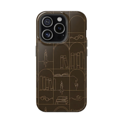 Vintage Library Books & Candle Pattern - Impact-Resistant Phone Case