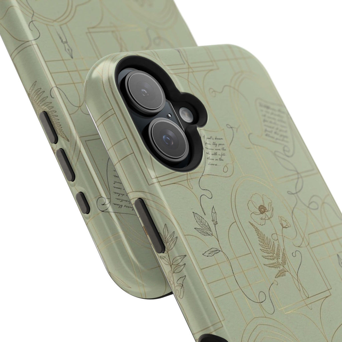 Vintage Botanical Script Design - Impact Resistant Phone Case
