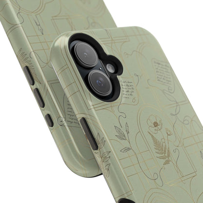 Vintage Botanical Script Design - Impact Resistant Phone Case