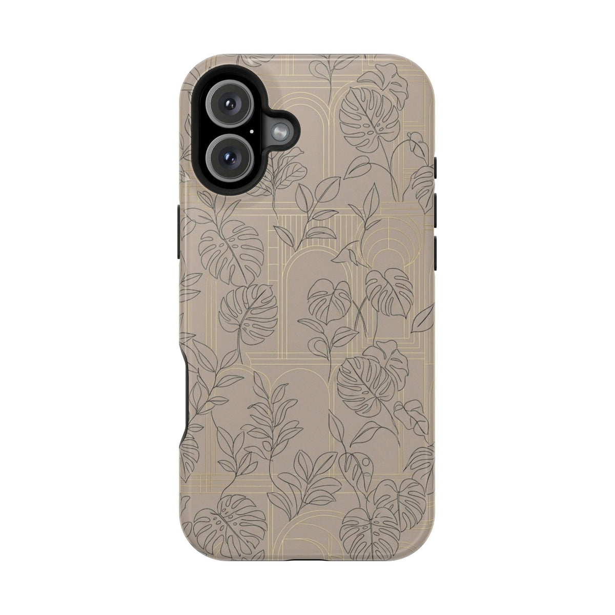 Neutral Leaf Pattern - Impact Resistant Phone Case