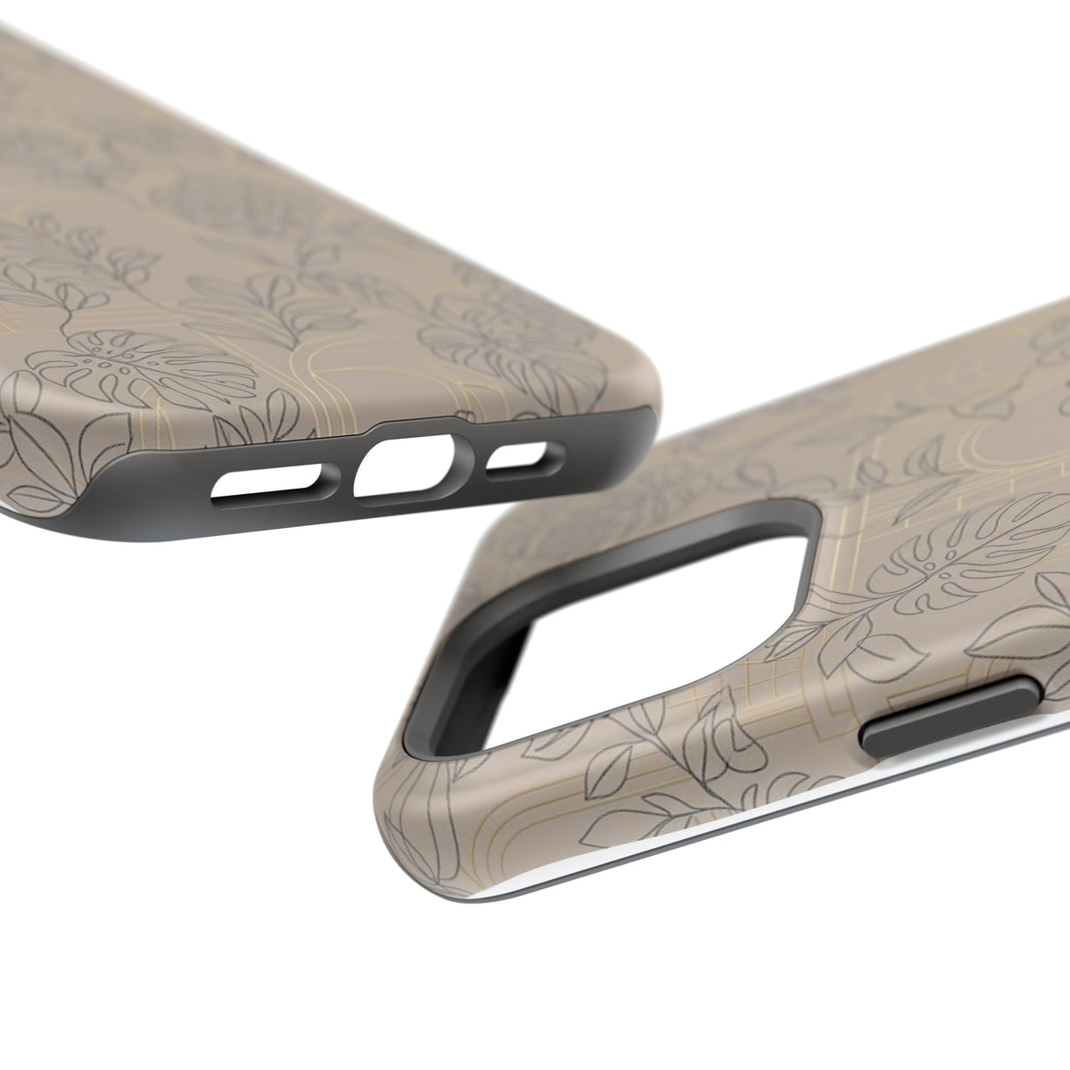 Neutral Leaf Pattern - Impact Resistant Phone Case