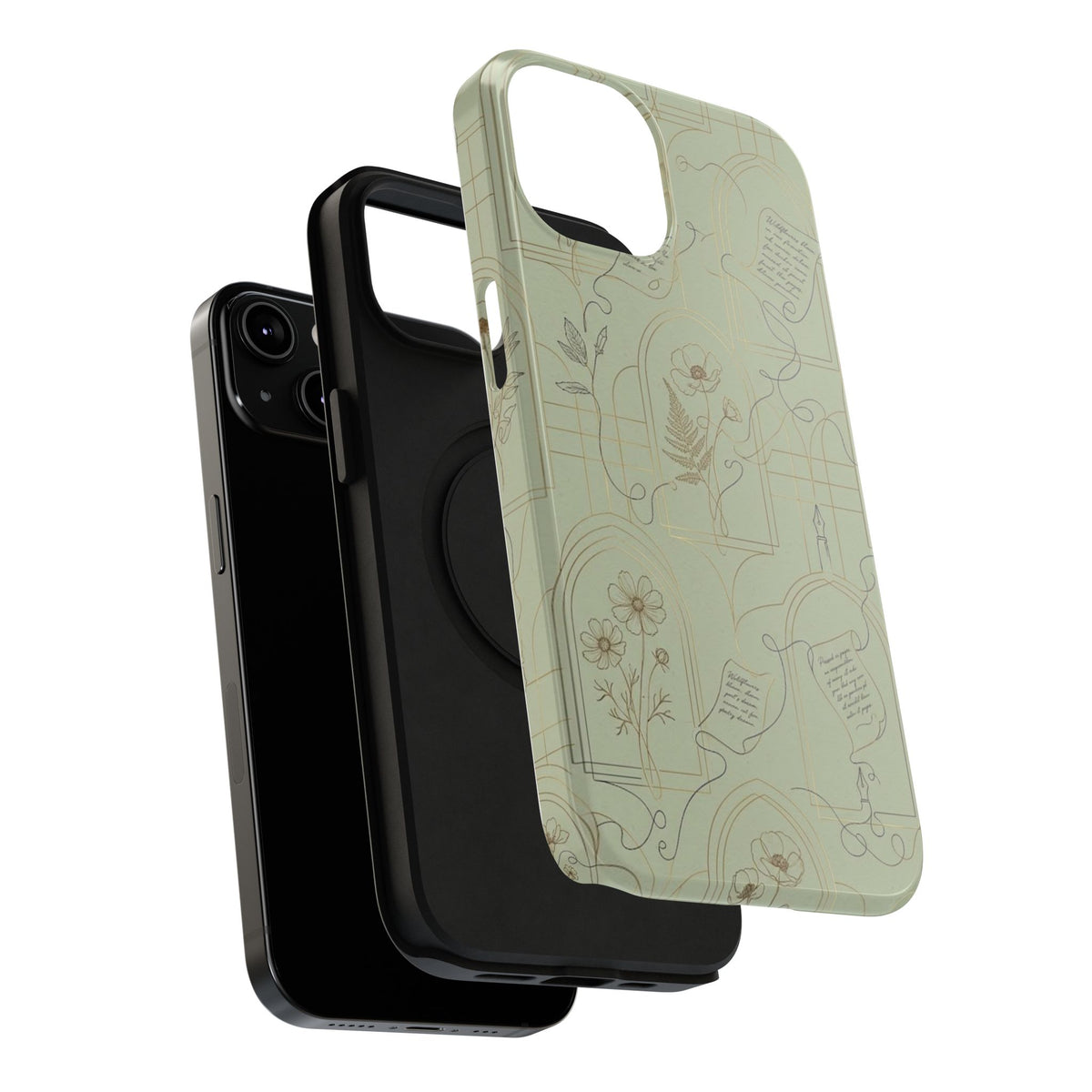 Vintage Botanical Script Design - Impact Resistant Phone Case