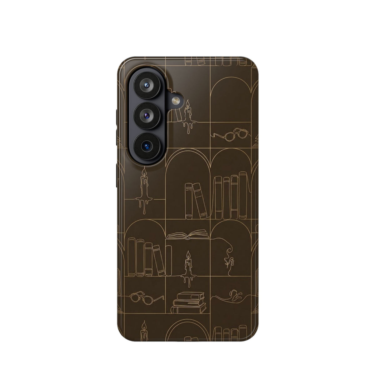 Vintage Library Books & Candle Pattern - Impact-Resistant Phone Case