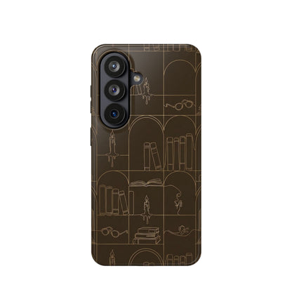 Vintage Library Books & Candle Pattern - Impact-Resistant Phone Case