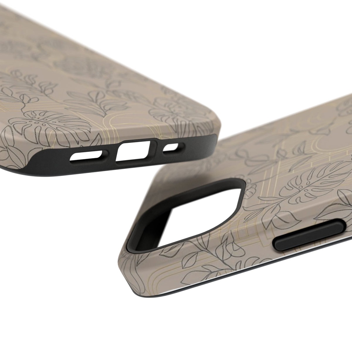 Neutral Leaf Pattern - Impact Resistant Phone Case