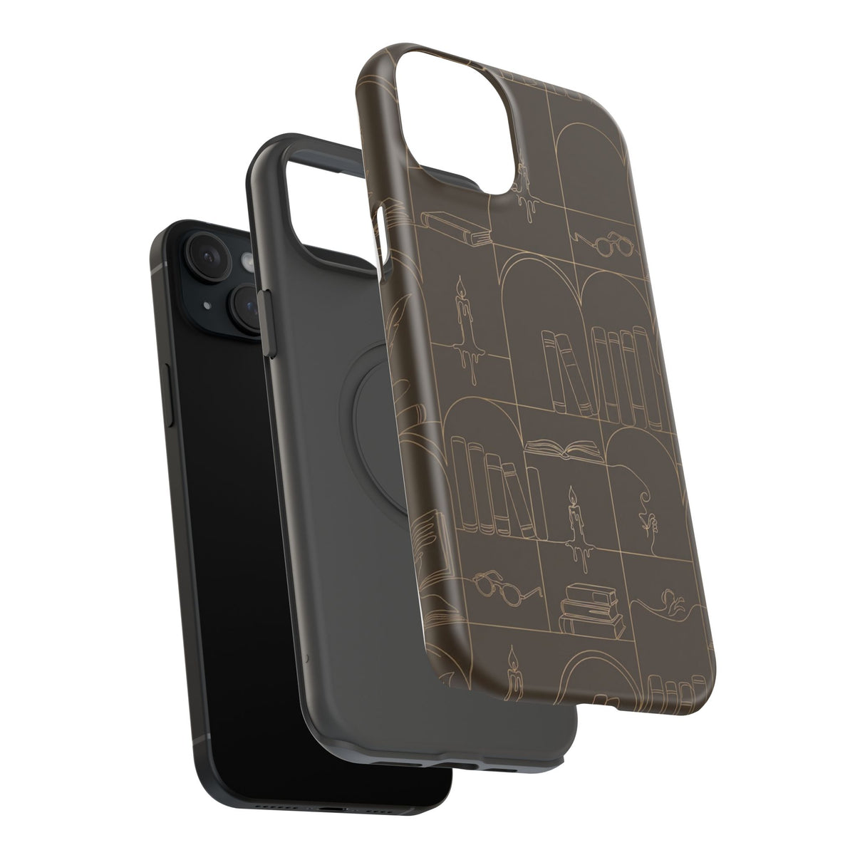 Vintage Library Books & Candle Pattern - Impact-Resistant Phone Case