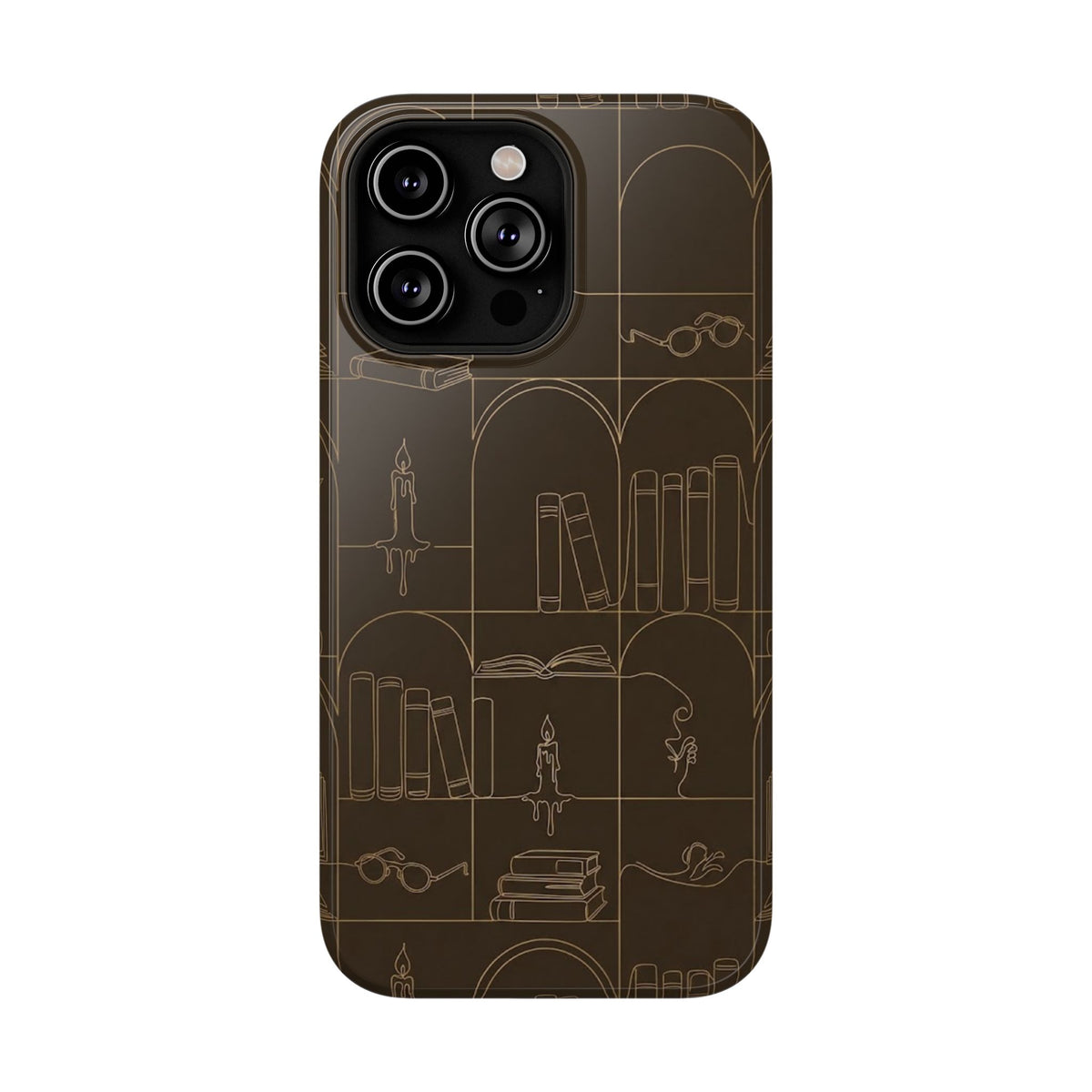 Vintage Library Books & Candle Pattern - Impact-Resistant Phone Case