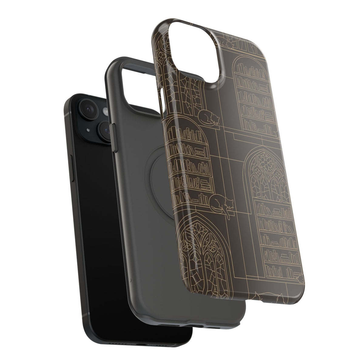 Cat Library Bookshelf Phone Case