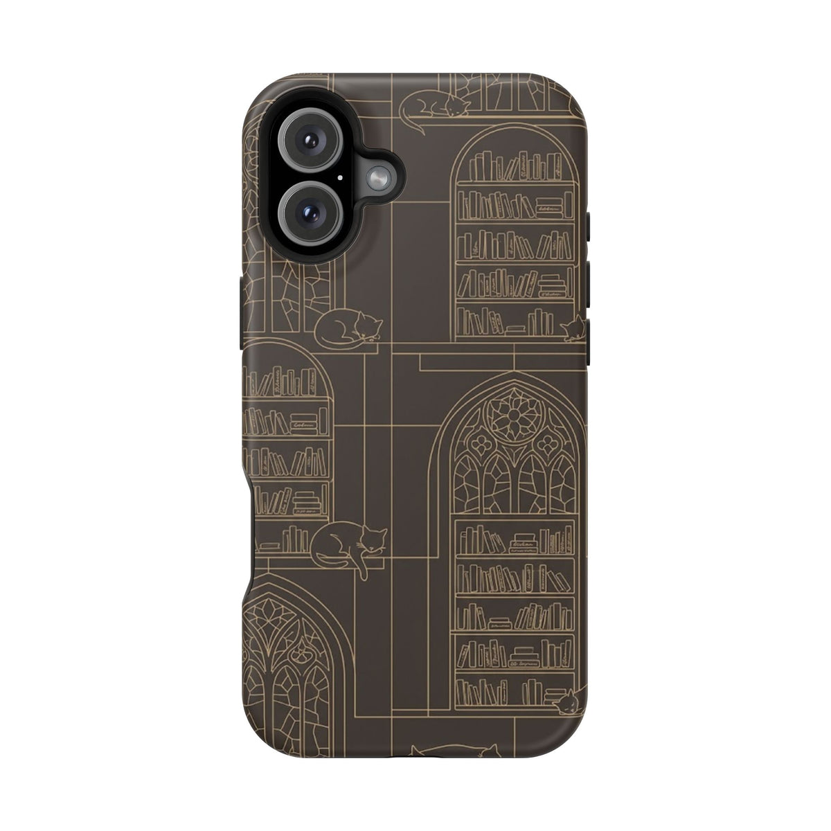 Cat Library Bookshelf Phone Case