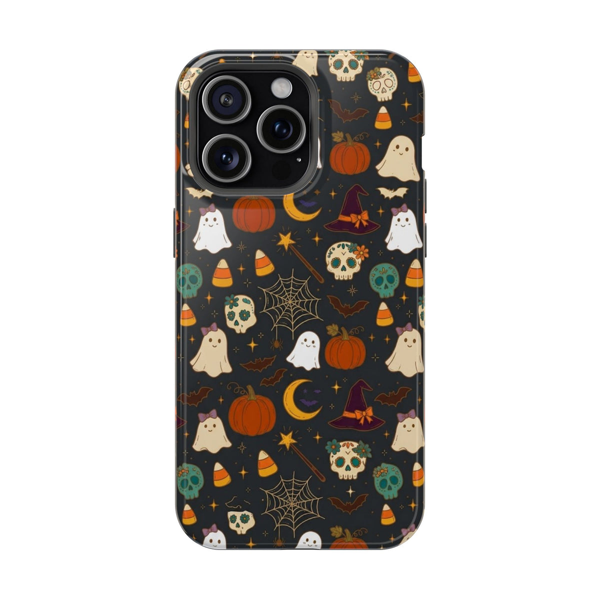 Ghosts, Pumpkins & Skulls Pattern - Impact Resistant Phone Case