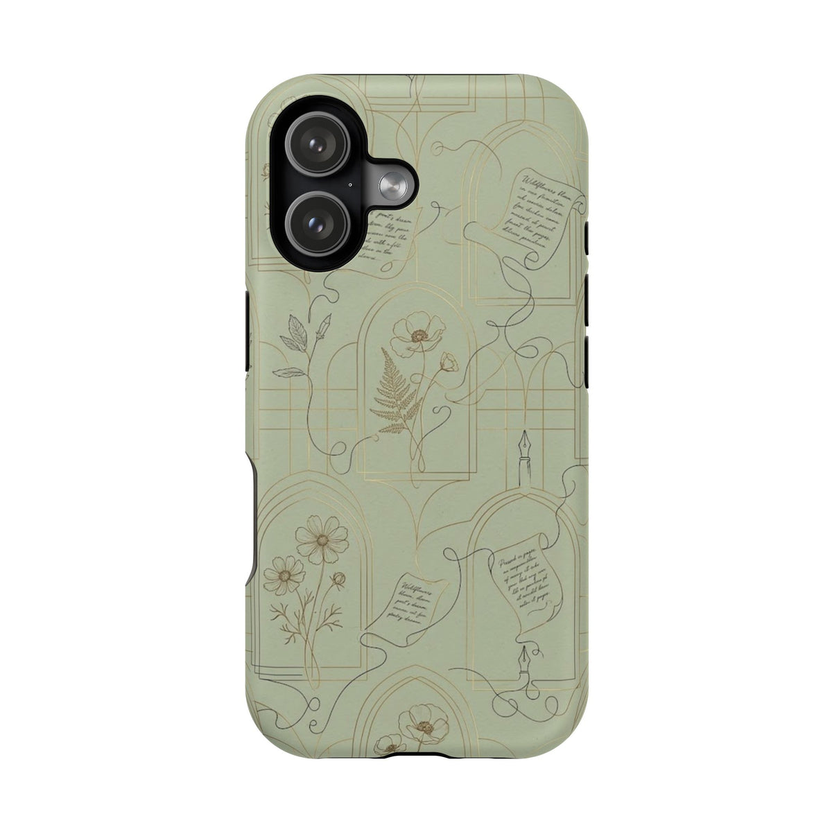 Vintage Botanical Script Design - Impact Resistant Phone Case