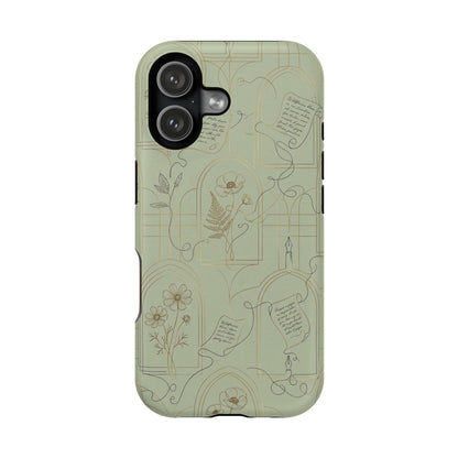 Vintage Botanical Script Design - Impact Resistant Phone Case