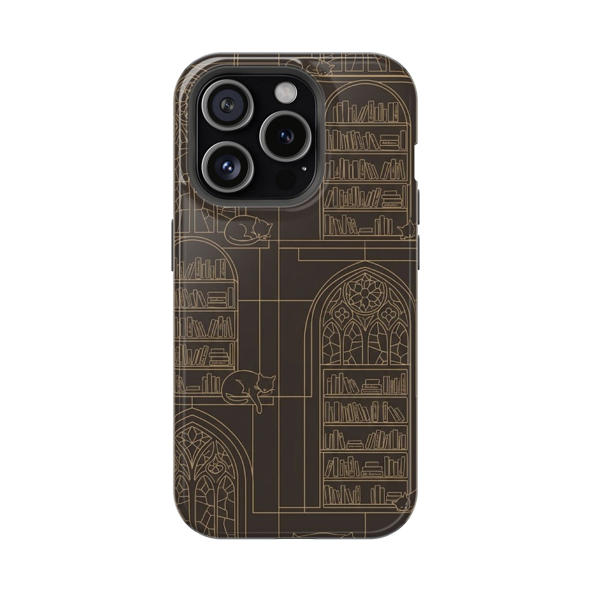 Cat Library Bookshelf Phone Case