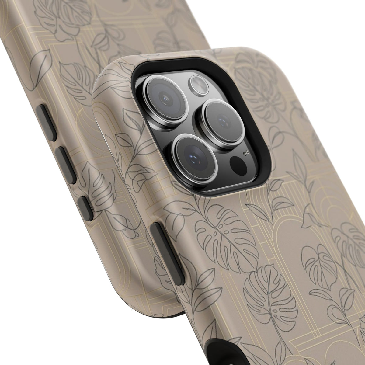 Neutral Leaf Pattern - Impact Resistant Phone Case