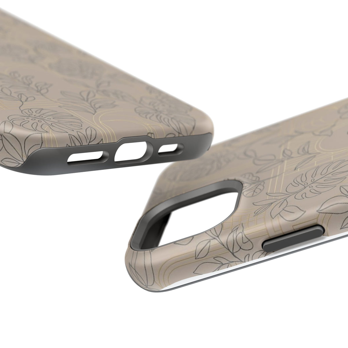 Neutral Leaf Pattern - Impact Resistant Phone Case