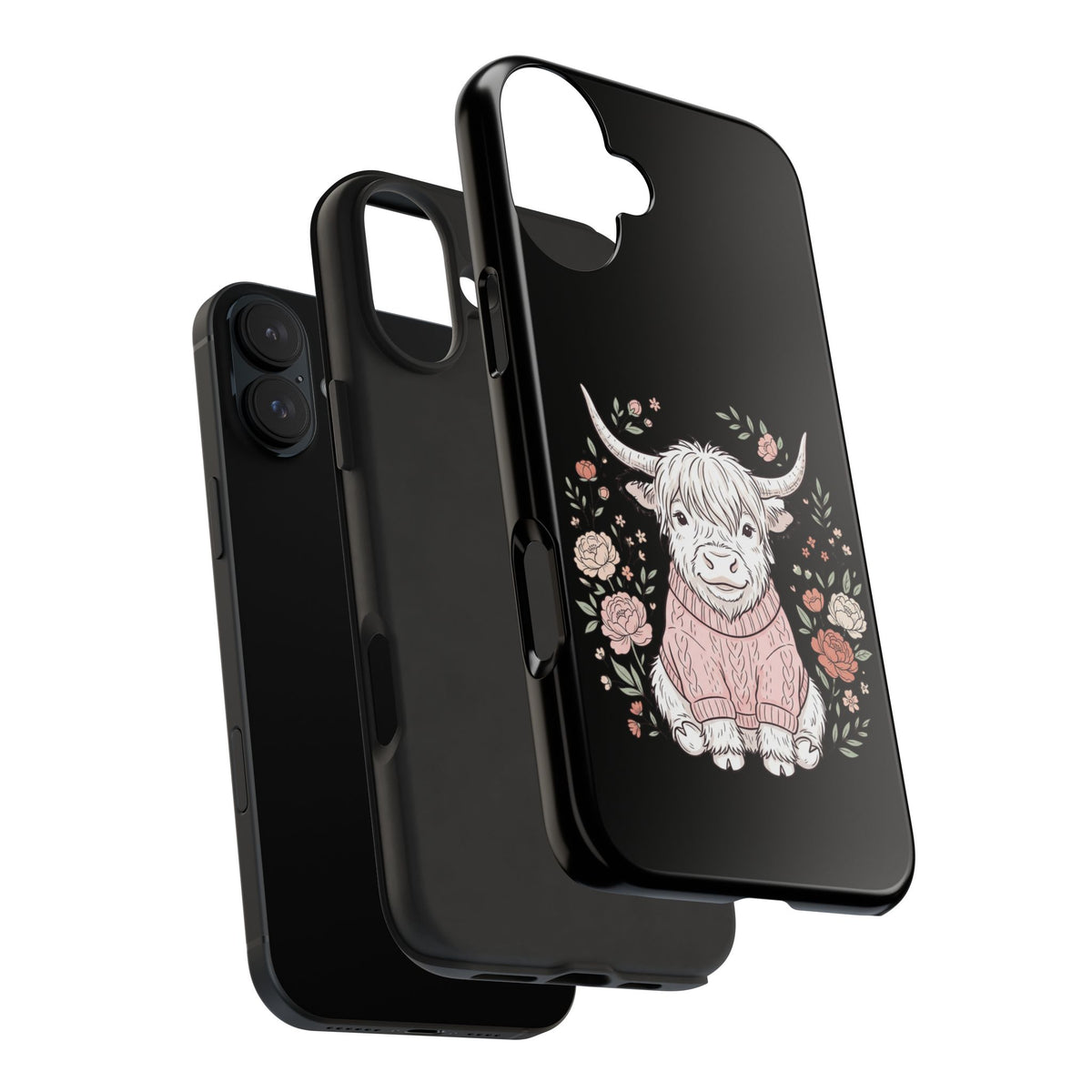 Highland Cow Floral Tough Phone Case
