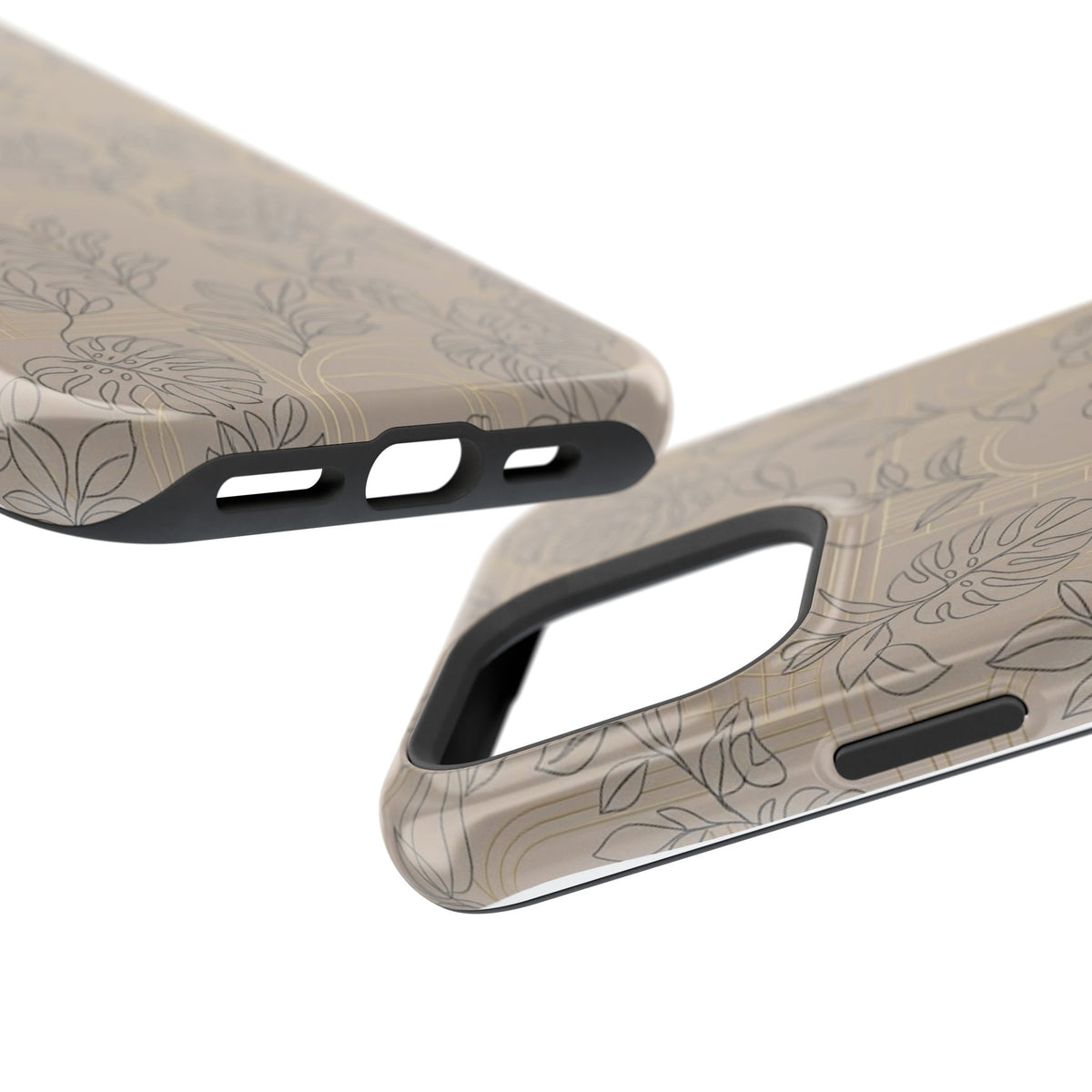 Neutral Leaf Pattern - Impact Resistant Phone Case