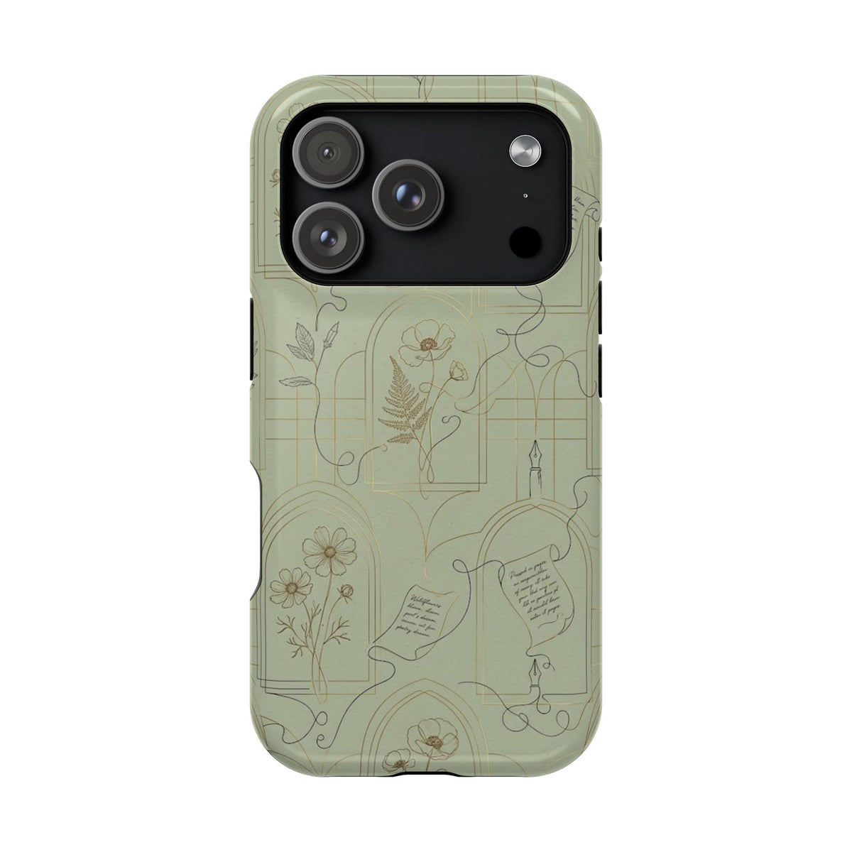 Vintage Botanical Script Design - Impact Resistant Phone Case