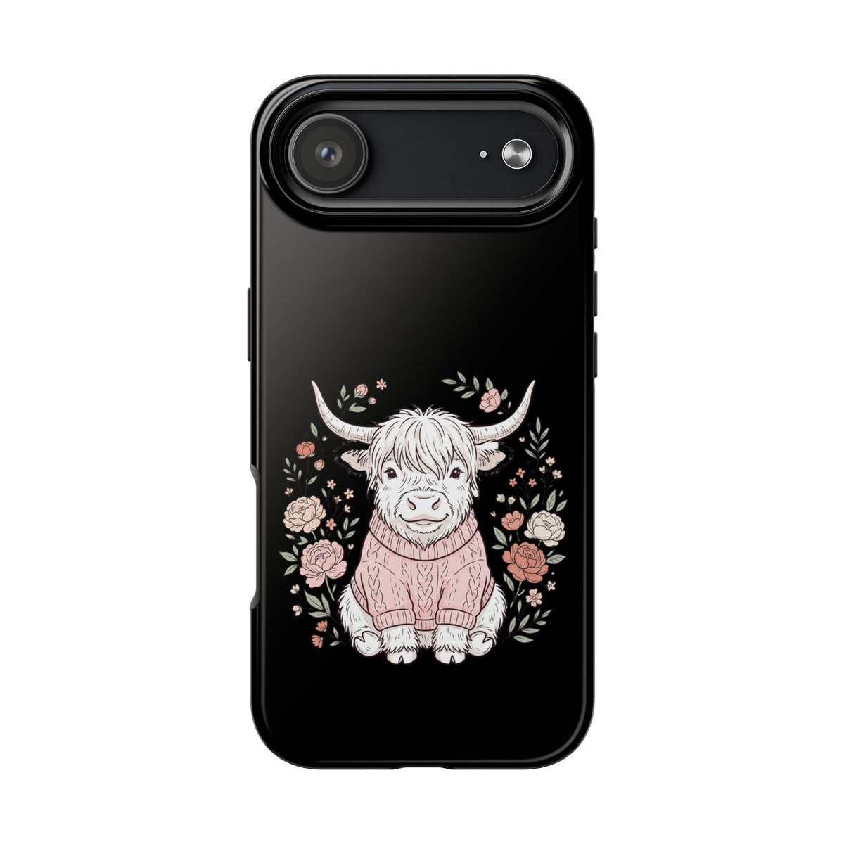 Highland Cow Floral Tough Phone Case