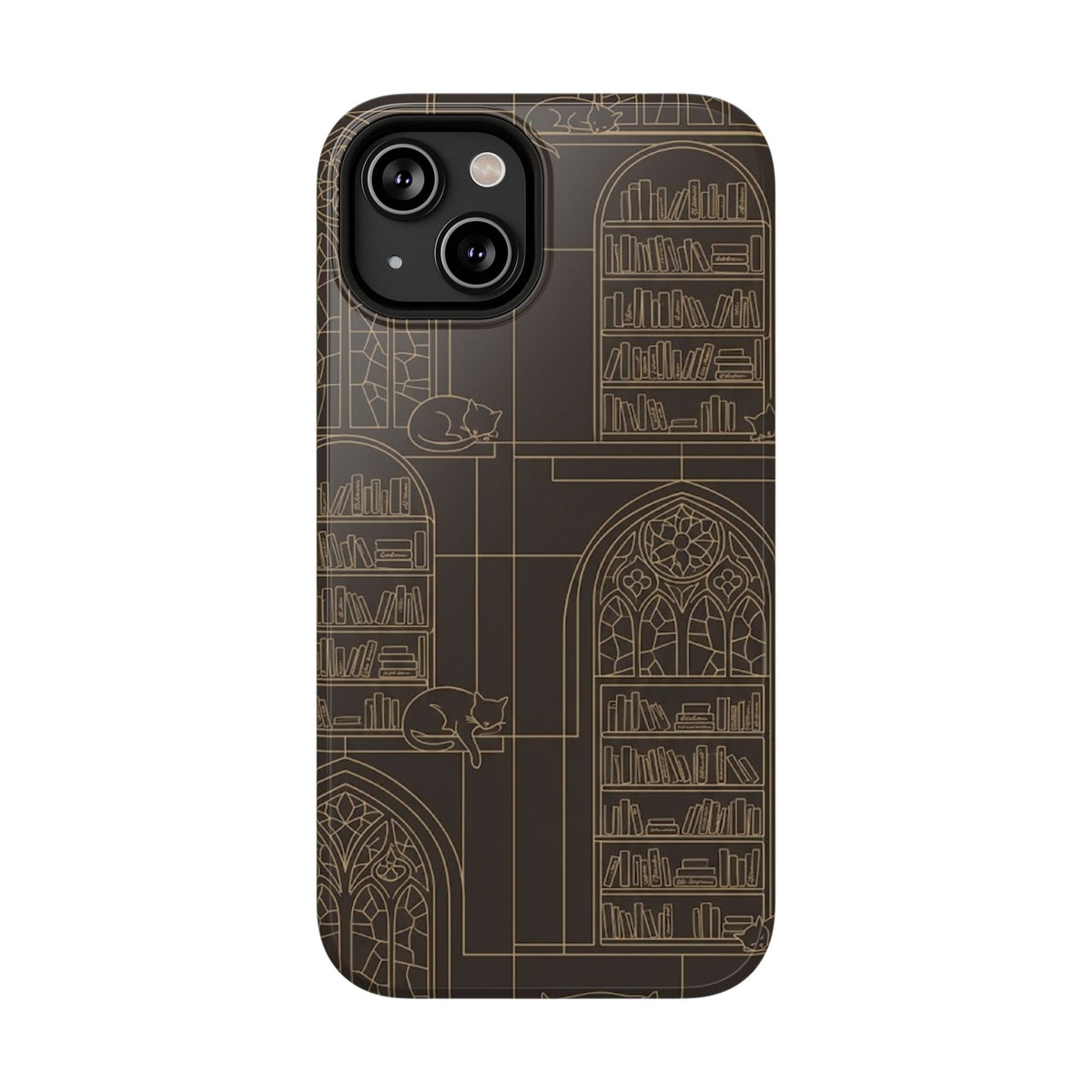 Cat Library Bookshelf Phone Case
