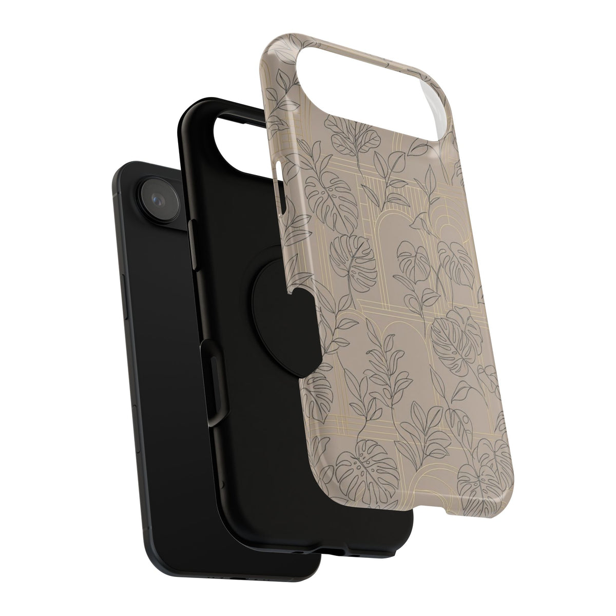 Neutral Leaf Pattern - Impact Resistant Phone Case