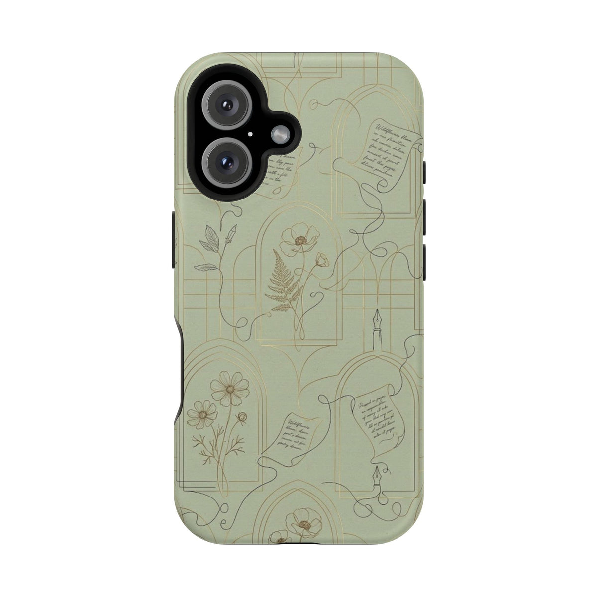 Vintage Botanical Script Design - Impact Resistant Phone Case