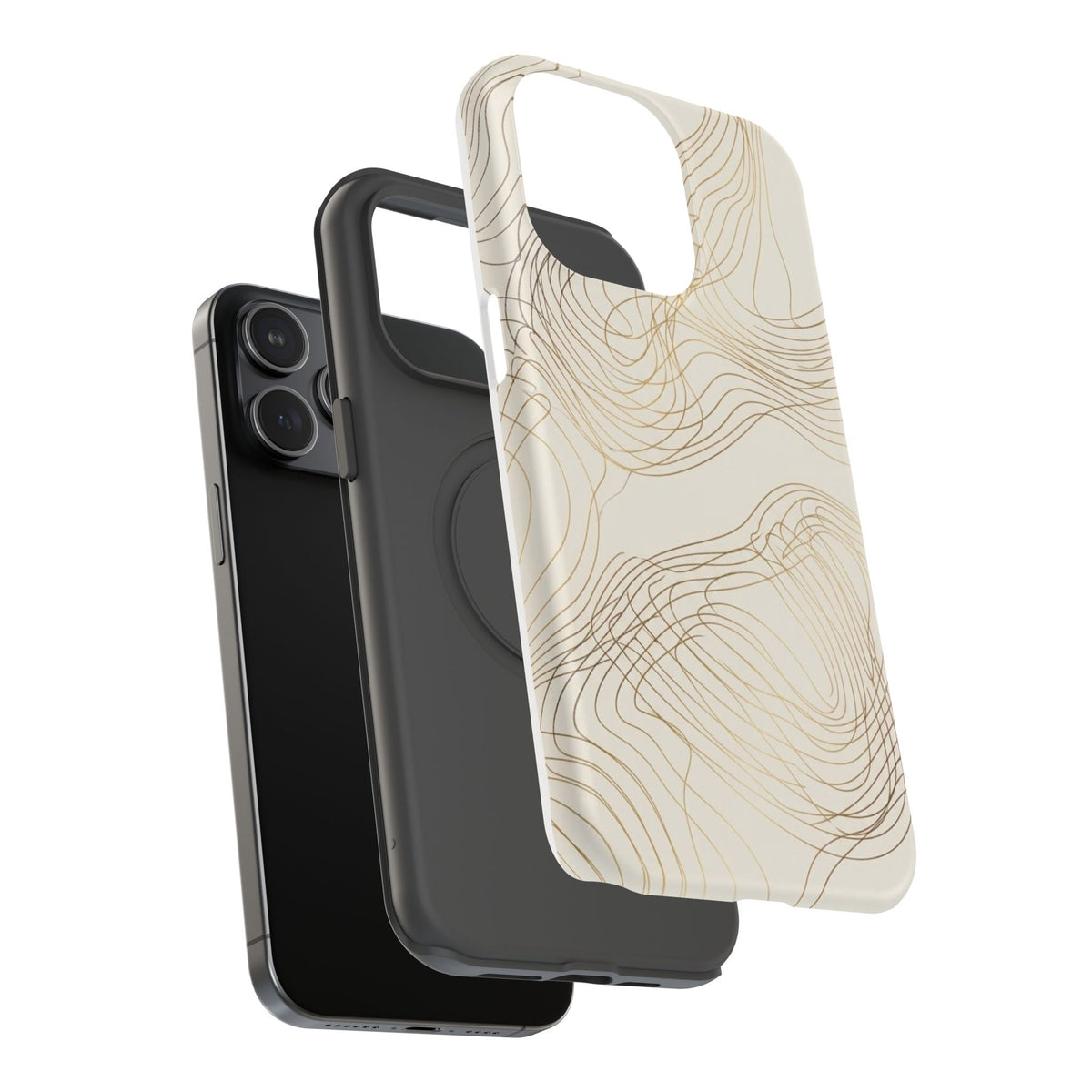 Neutral Gold Wave Pattern - Impact-Resistant Phone Case