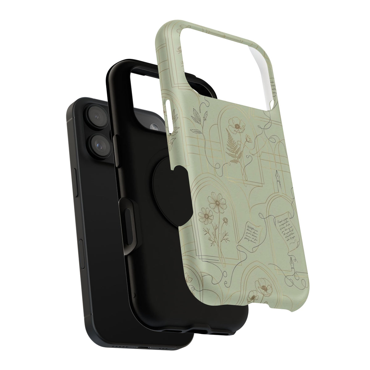 Vintage Botanical Script Design - Impact Resistant Phone Case
