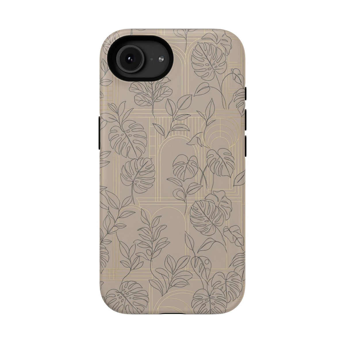 Neutral Leaf Pattern - Impact Resistant Phone Case