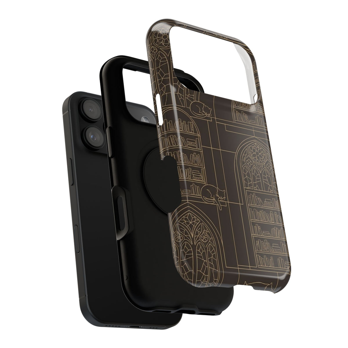 Cat Library Bookshelf Phone Case
