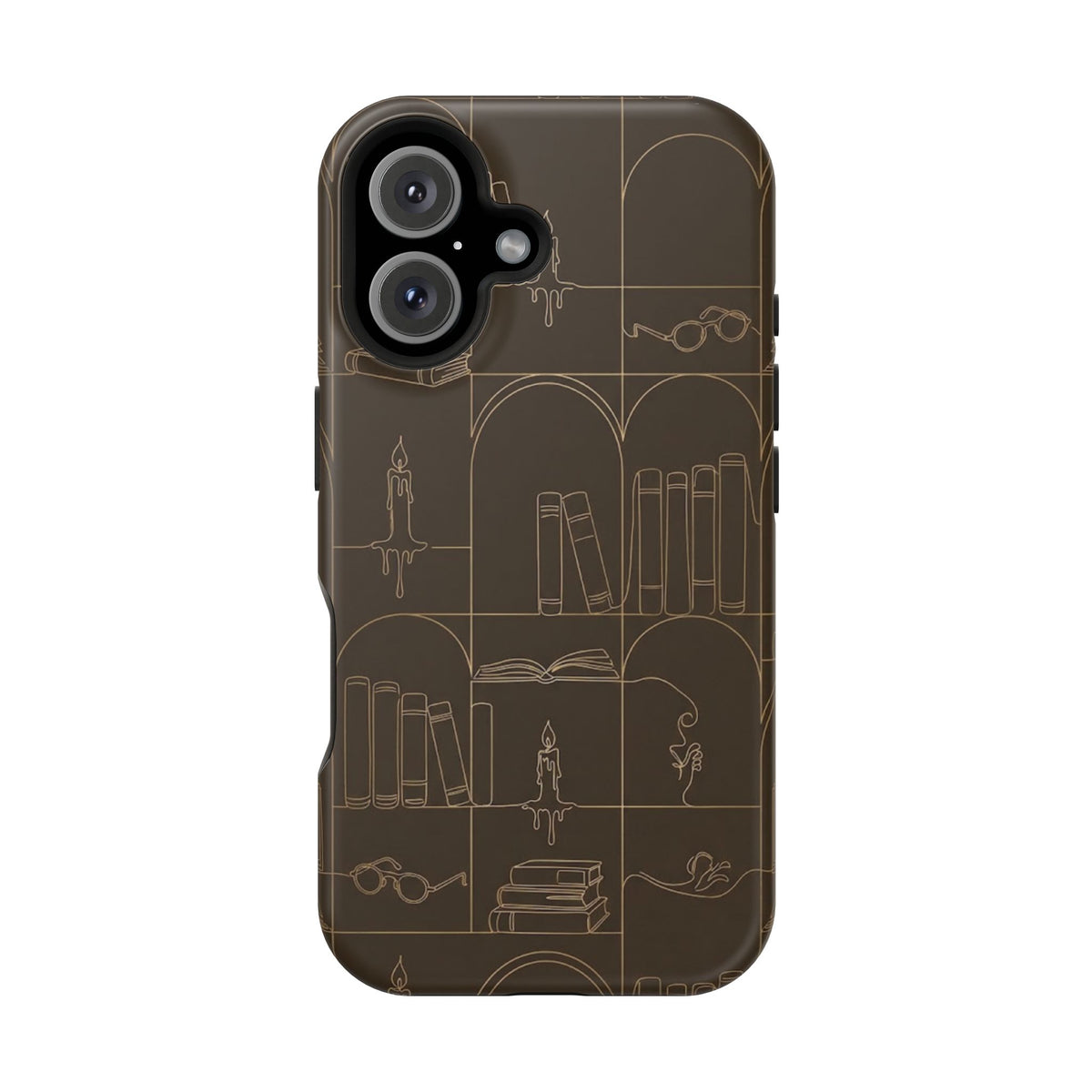 Vintage Library Books & Candle Pattern - Impact-Resistant Phone Case