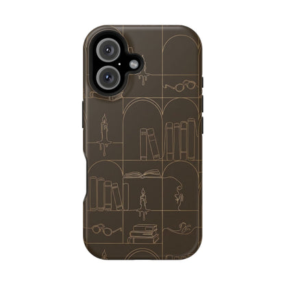 Vintage Library Books & Candle Pattern - Impact-Resistant Phone Case
