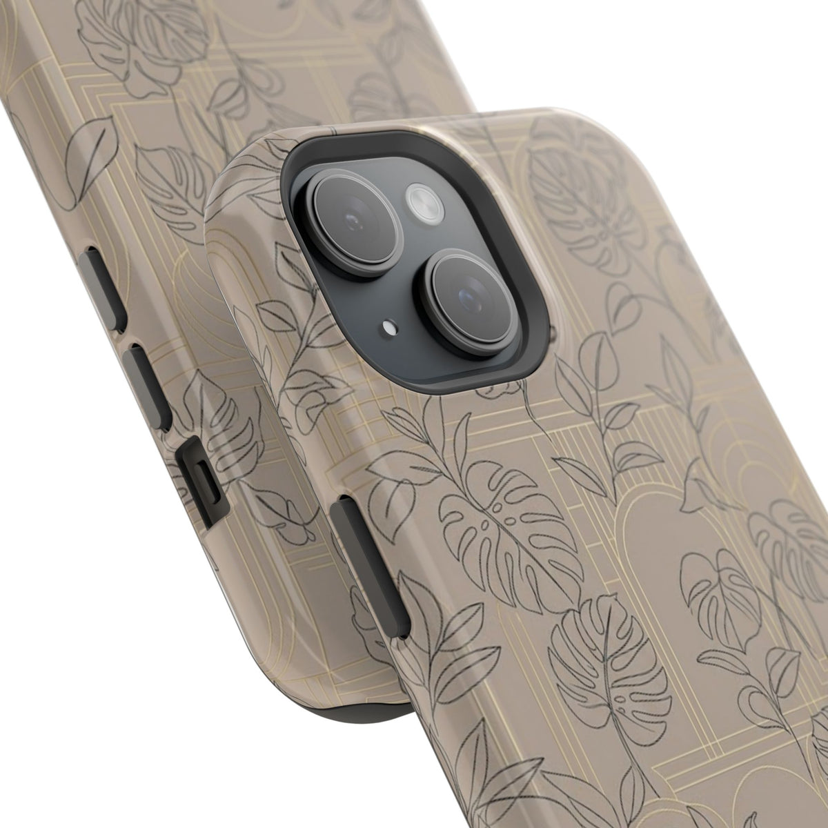 Neutral Leaf Pattern - Impact Resistant Phone Case