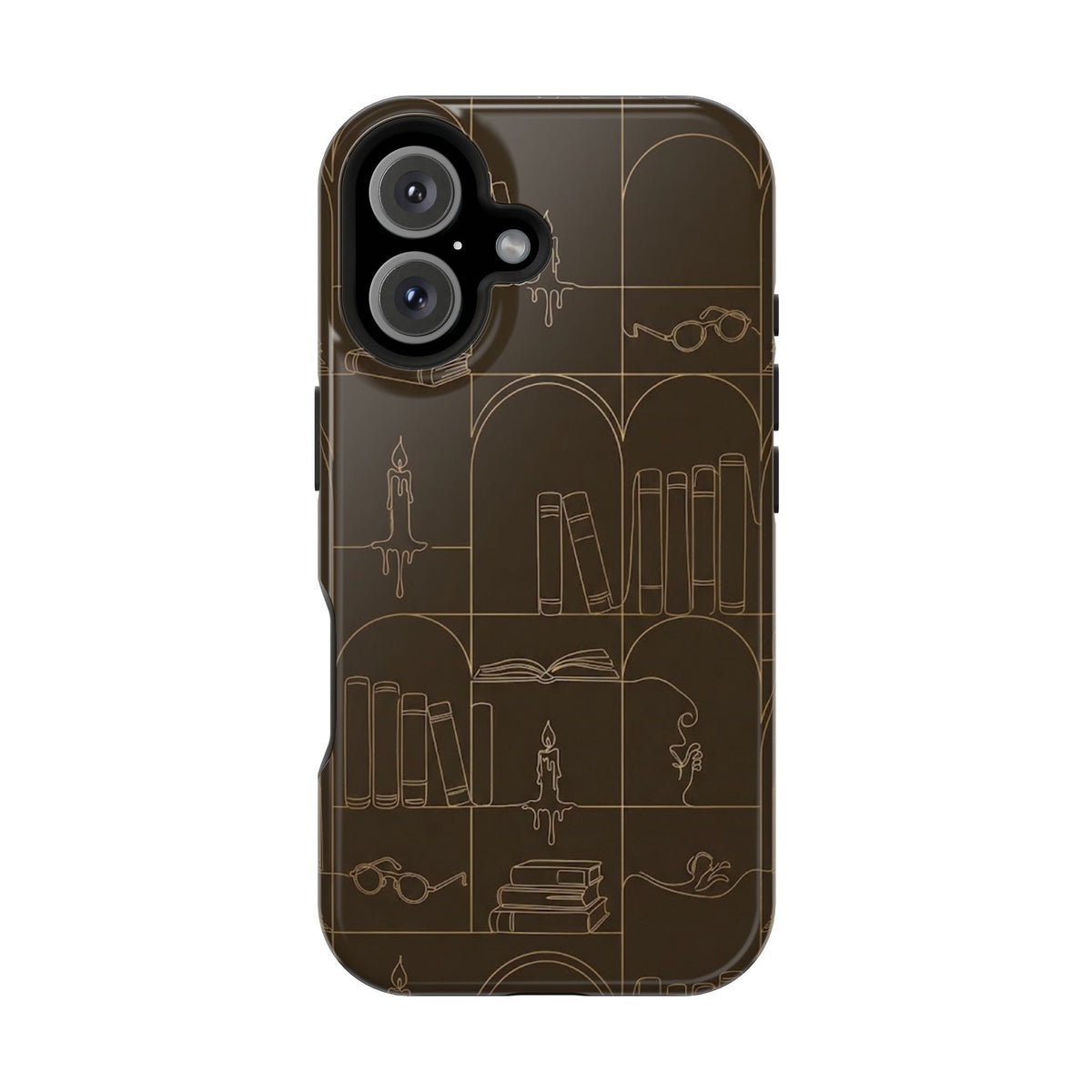 Vintage Library Books & Candle Pattern - Impact-Resistant Phone Case