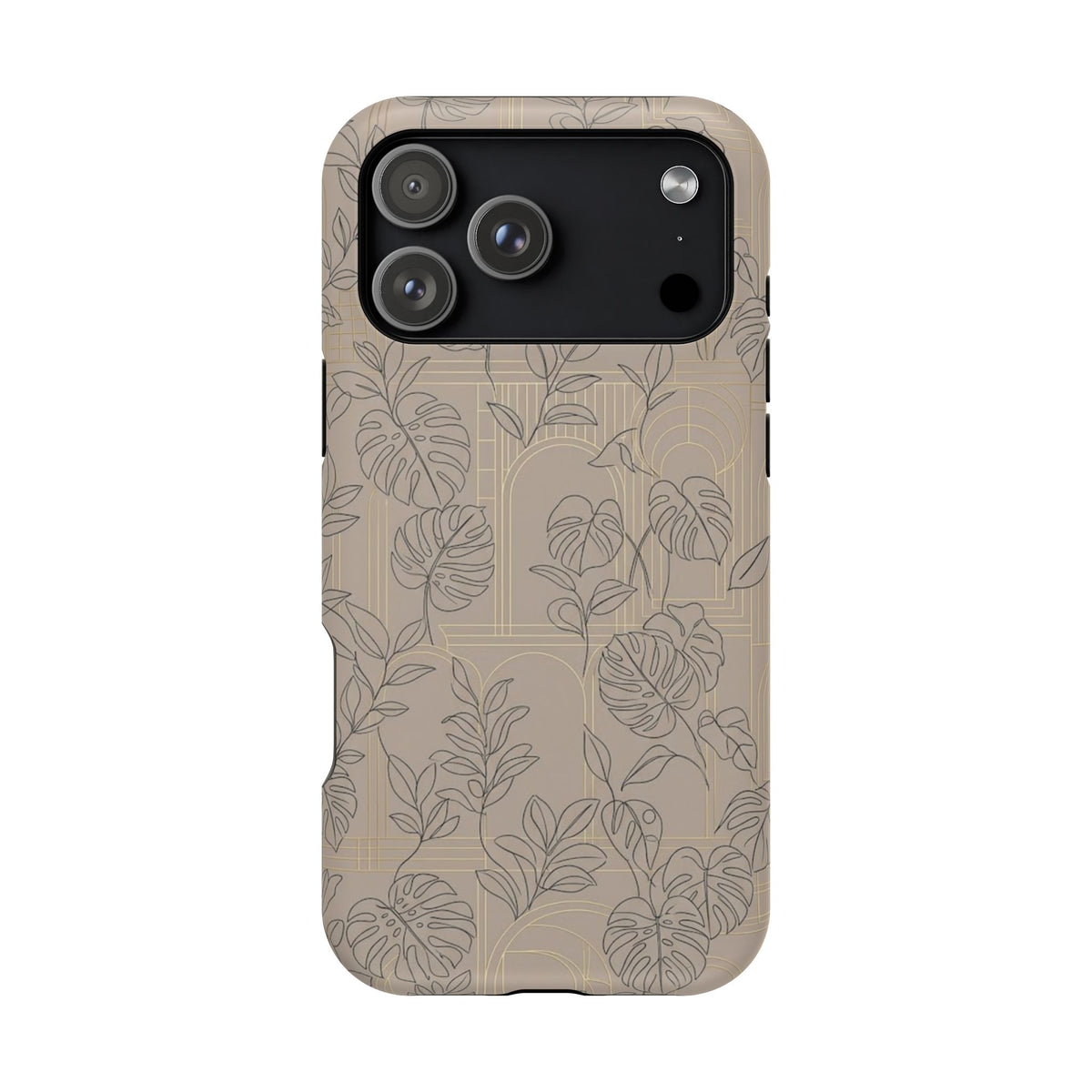Neutral Leaf Pattern - Impact Resistant Phone Case