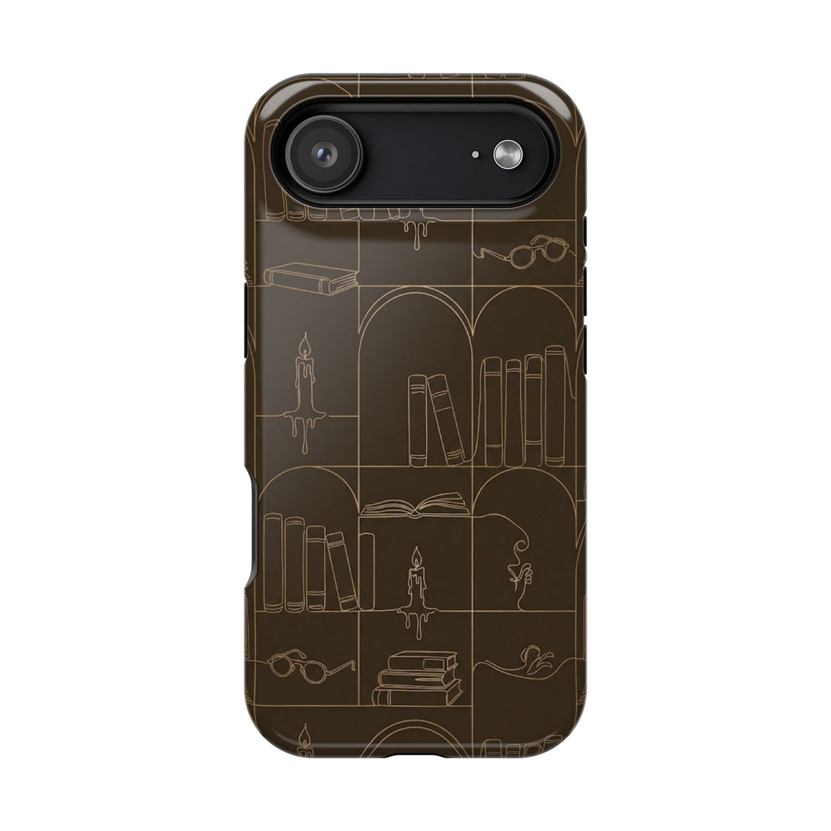 Vintage Library Books & Candle Pattern - Impact-Resistant Phone Case