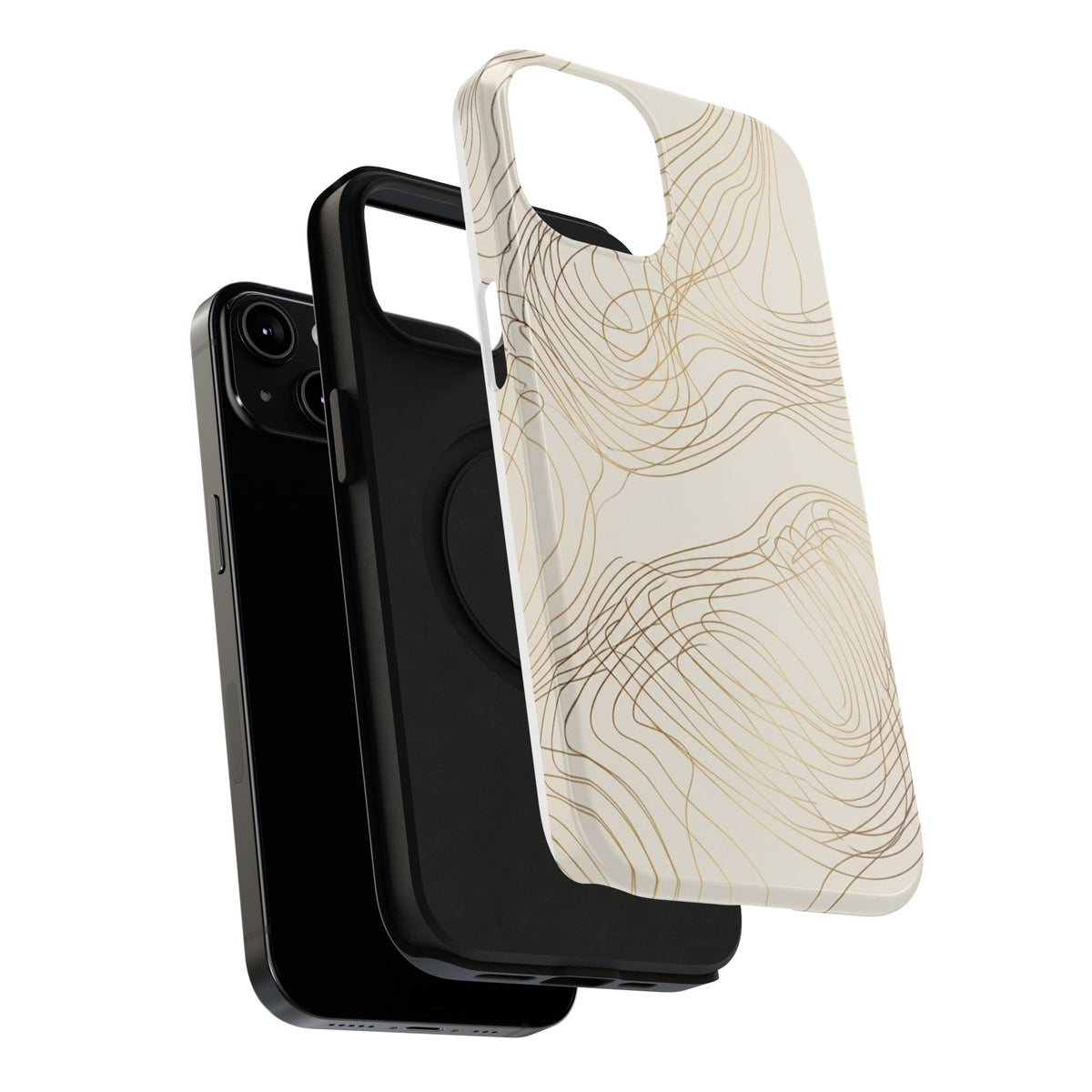 Neutral Gold Wave Pattern - Impact-Resistant Phone Case