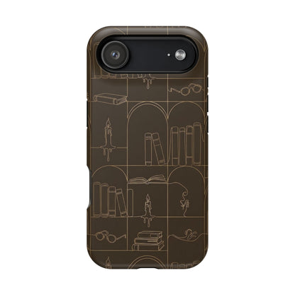 Vintage Library Books & Candle Pattern - Impact-Resistant Phone Case