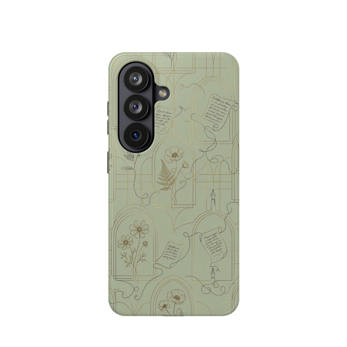 Vintage Botanical Script Design - Impact Resistant Phone Case