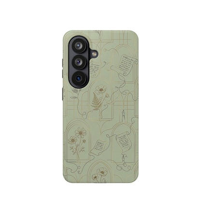 Vintage Botanical Script Design - Impact Resistant Phone Case