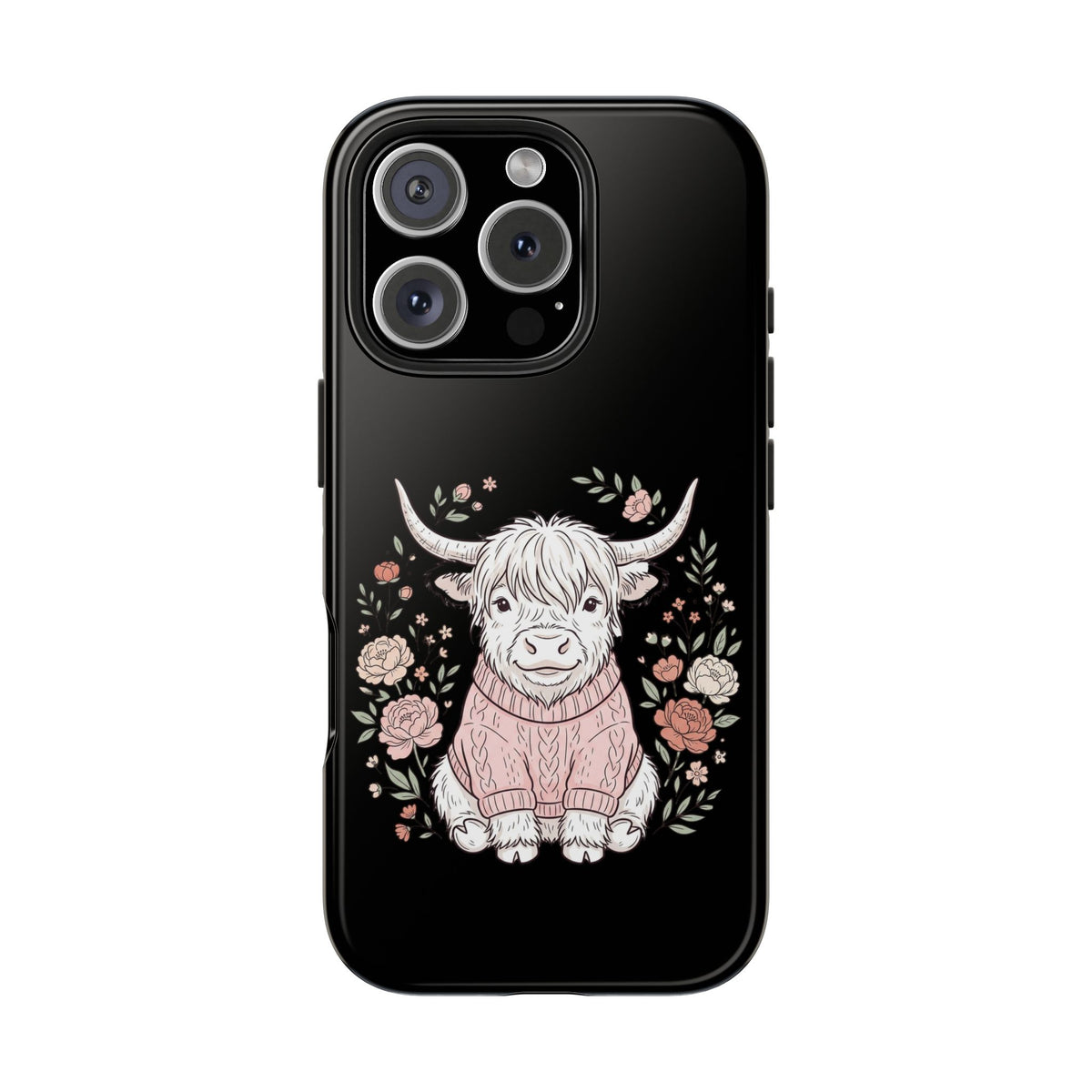 Highland Cow Floral Tough Phone Case