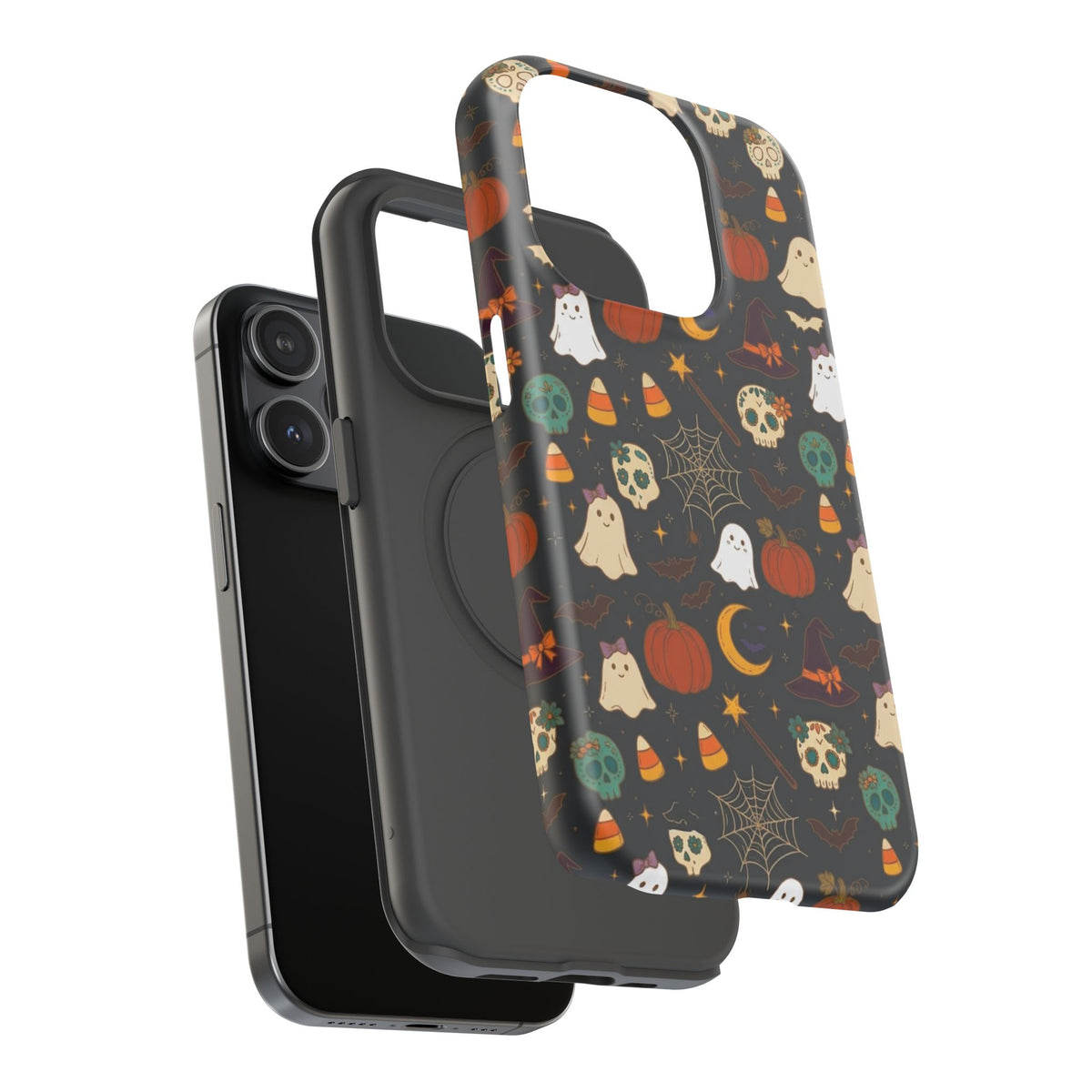 Ghosts, Pumpkins & Skulls Pattern - Impact Resistant Phone Case
